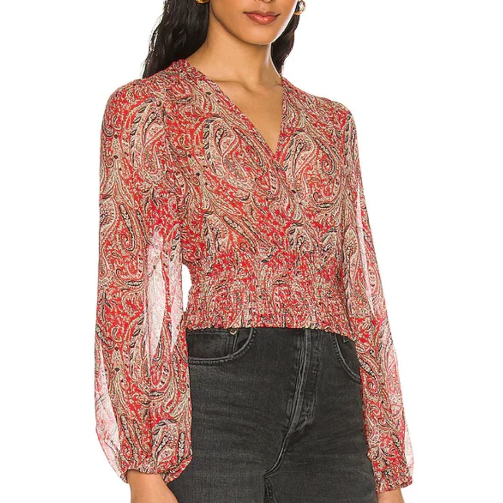 NWT Bardot Paisley Printed Long Sleeve Top Sz 4